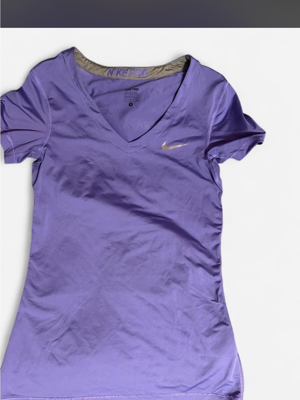 Nike Lavender V-Neck Short Sleeve Performance Top